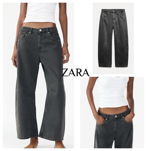 ZARA RELAXED MID-RISE BALLOON TRE JEANS size 12 - Picture 1 of 3